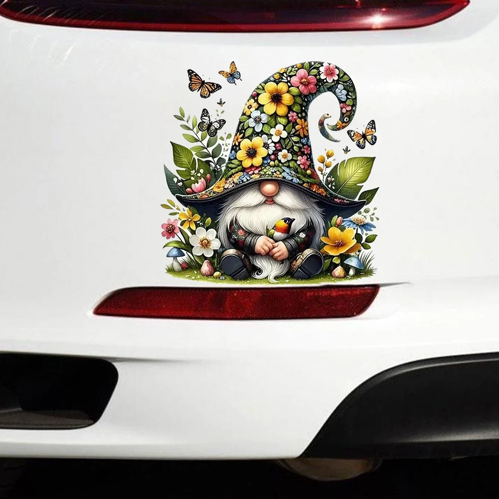 15x15cm Garden Gnome & Butterfly Creative Decorative Stickers, Suitable for a Variety of Scene Decorations, Such As Cars, Trucks