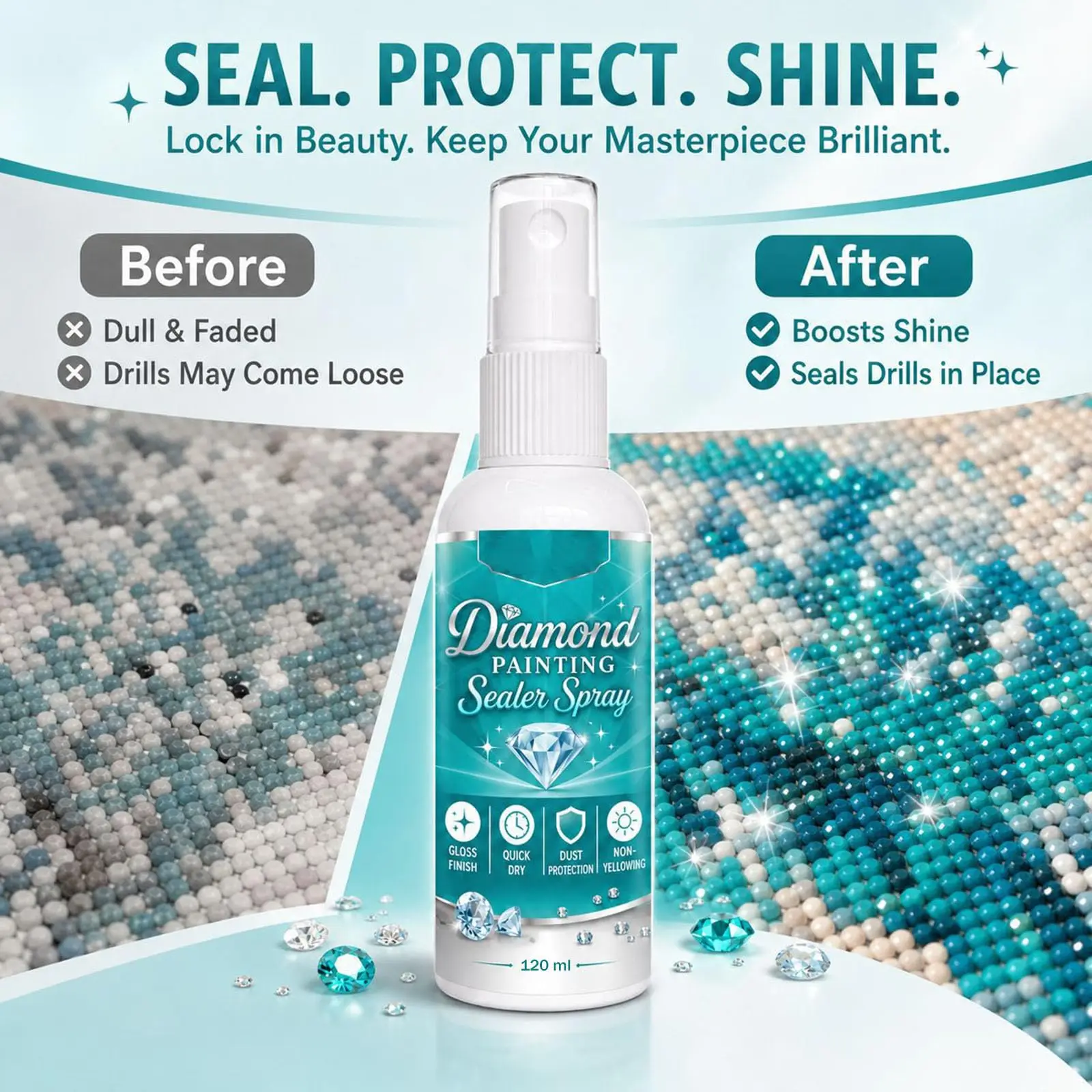 Daily Diamond Painting Sealer Spray Quick Dry Clear Craft Sealant DIY Diamond Art Protective Spray Fine Mist Spray 120ml