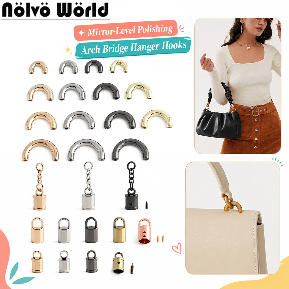 10/40/100PCS 7mm 12mm 13mm 14mm 20mm Metal Bag Strap Side Connect Arch Bridge Buckle For DIY Bracelet End Caps Cord Accessories
