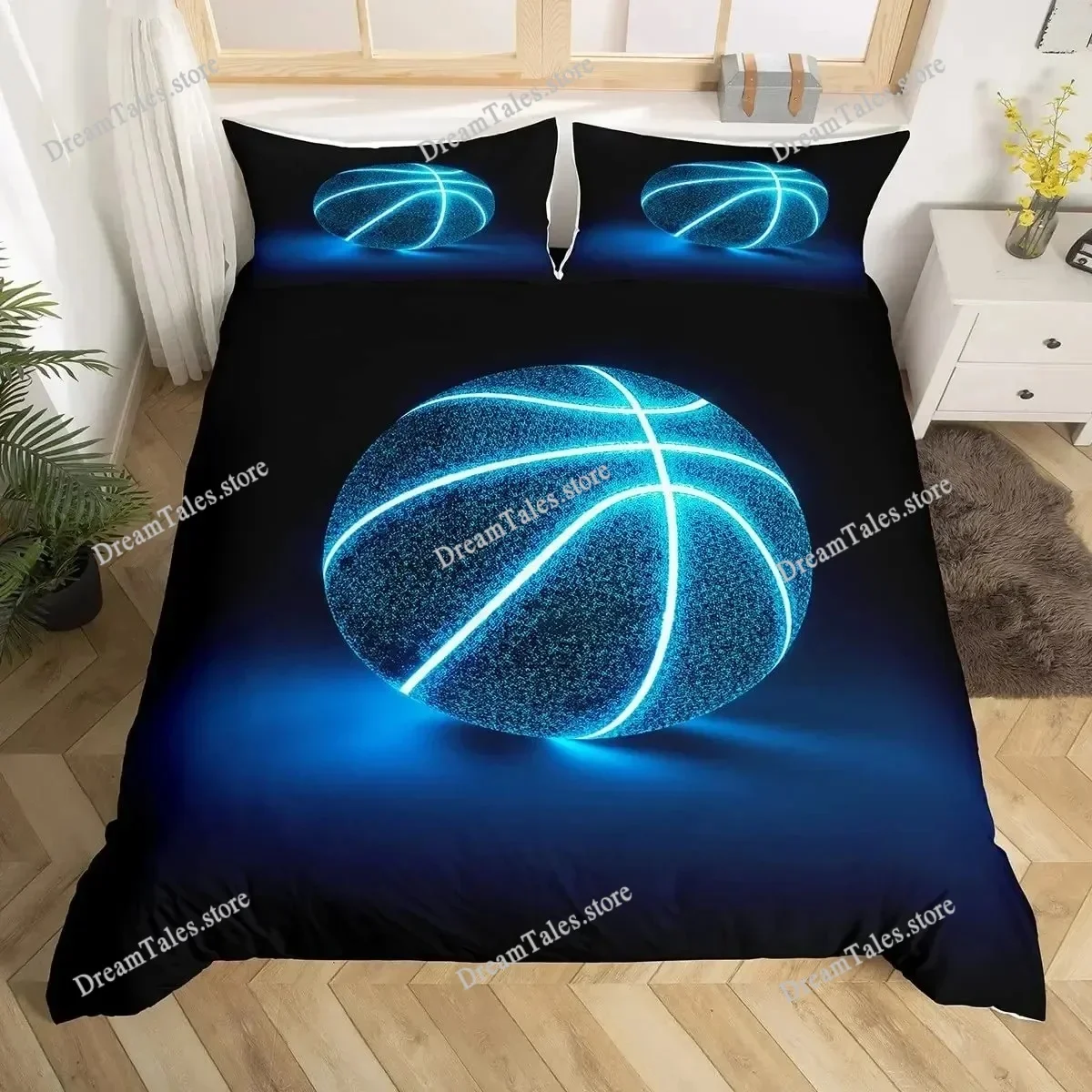Basketball Duvet Cover Set Sports Theme Bedding Set for Boys Teens Men with Motivated No Failure Pattern Soft Comforter Cover741