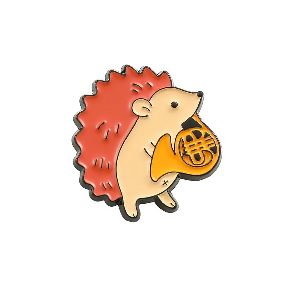 French Horn Violin Alloy Personality For  Backpack Decoration Enamel Badge Cartoon Hedgehog Brooch Musician Audience Pin