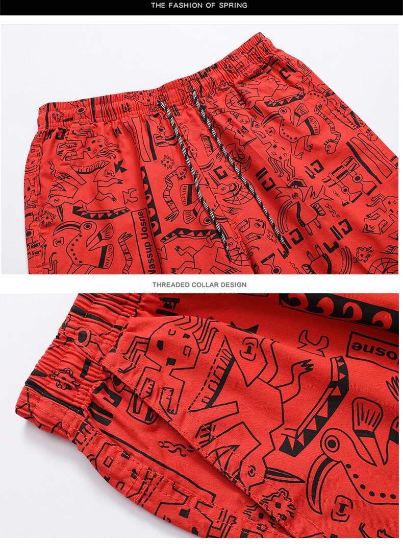 Herren-Shorts aus 100 % Baumwolle, Shorts mit elastischem Bund, lässige Shorts, bedruckte Strandshorts, bequeme Shorts, Laufshorts, Baumwoll-Sweatshorts – Detail 8