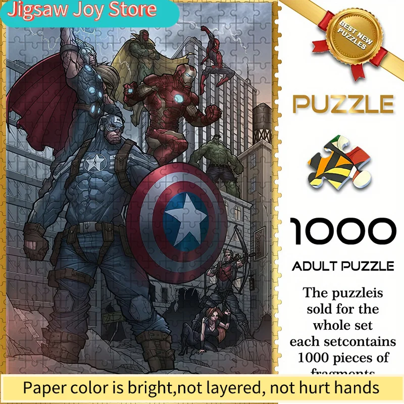 

of Marvel-Themed Seamless Puzzles W1.6-80, Featuring a Gathering of Avengers Heroes Against a Backdrop of Urban Ruins to Creat