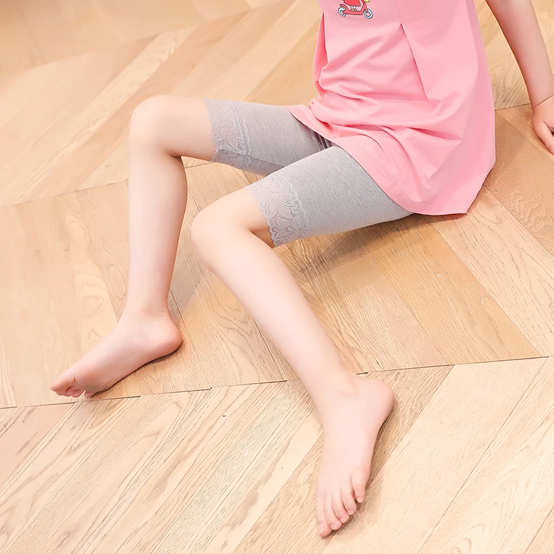 Multi Color Cotton Five Point Shorts Cute Girl Style Decorated With Pretty Lace Hem Soft Light Elastic Breathable Fabric Bottoms