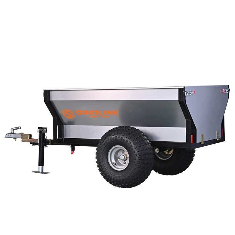 Small Utility ATV Dump Steel Trailer With 500kg Capacity For Farm Garden Lawn & Trail Use Motorcycle Transport