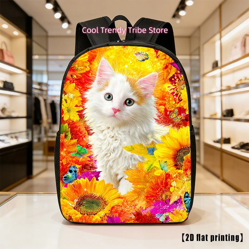 Colorful Cat Garden (1), Lightweight, Large-capacity Unisex Backpack with Adjustable Shoulder Straps, Side Pockets, Suitable for