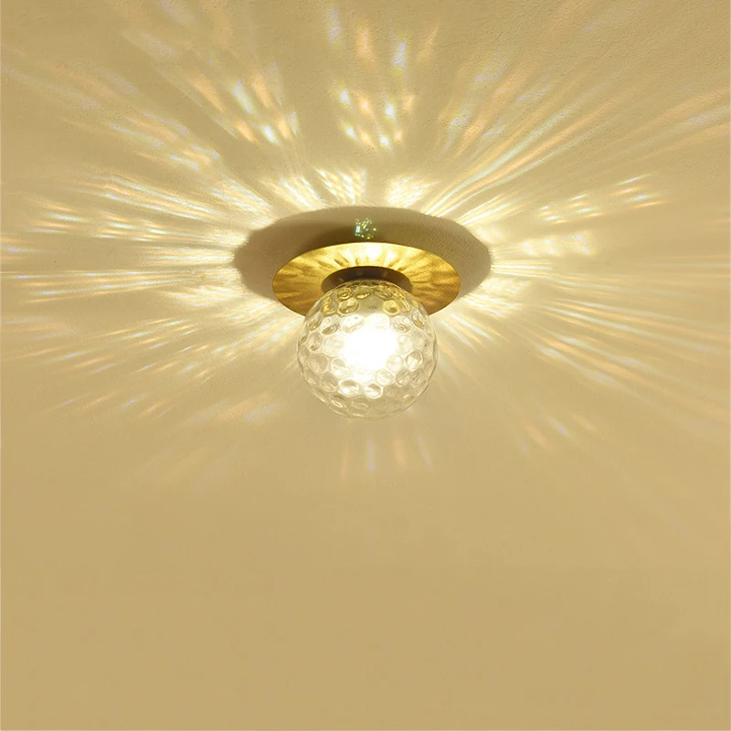 

GEFENSI Indoor E27 LED Ceiling Light Acrylic Water Ripple Glass Ball Ceiling Lamp Living Room Kitchen Bedroom Corridor Decorate