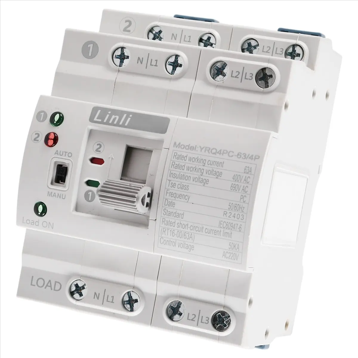 A26Z  Din Rail ATS Dual Power Automatic Transfer Switch Electrical Switches Uninterrupted Power 220V 63A 4P