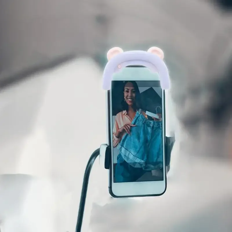 ضوء حلقة سيلفي LED قابل للتعديل - ضوء ملء بمشبك ثلاثي الأوضاع قابل لإعادة الشحن عبر USB للصور ومقاطع الفيديو