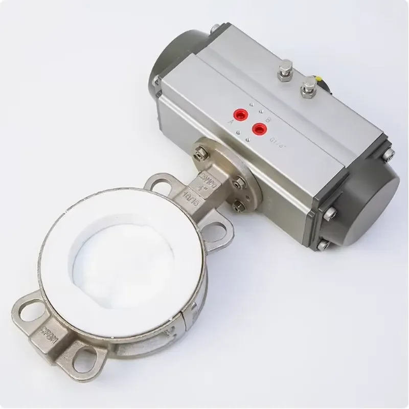 PTFE Sealed Block Type WCB Carbon Steel Double Acting Pneumatic Actuator Butterfly Valve