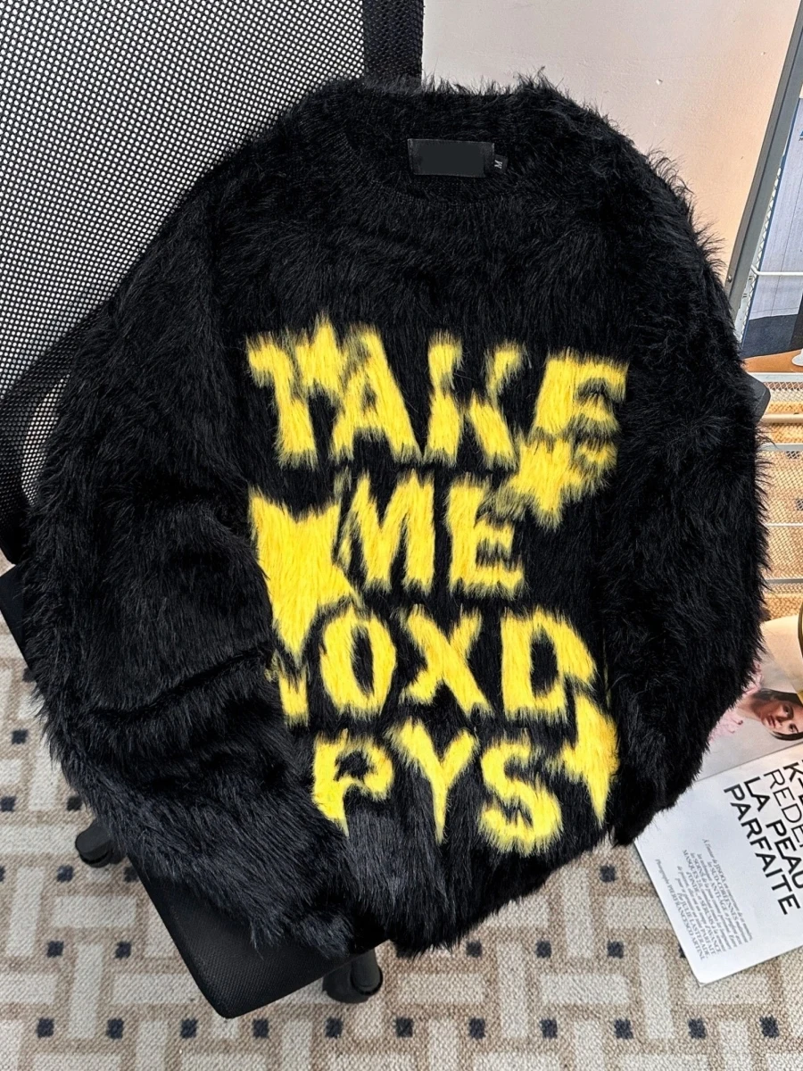 

Американский ретро-свитер унисекс с надписью, мягкий, повседневный, свободного кроя, с длинными рукавами