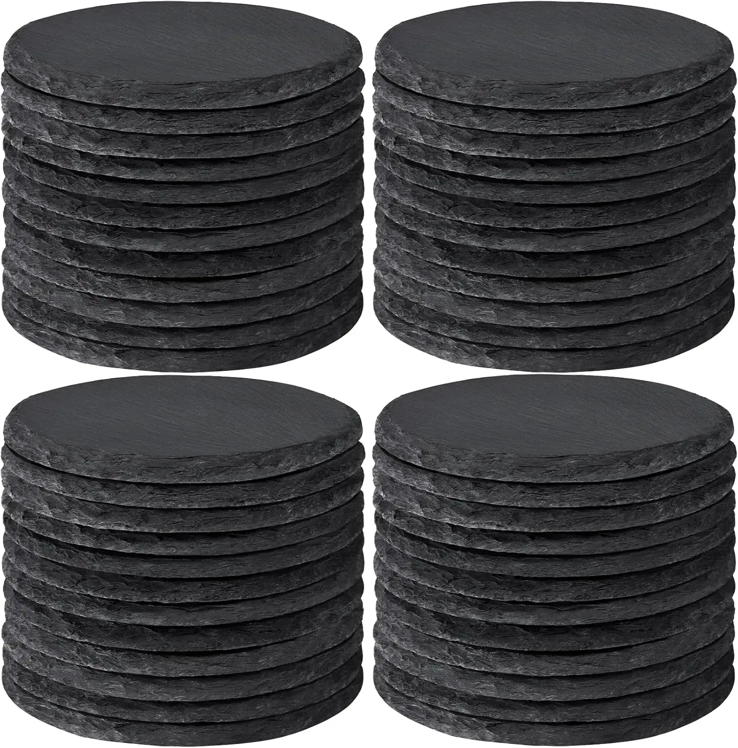

48 шт. круглые подставки для напитков из шифера для лазерной гравировки, 4-дюймовые черные деревенские каменные подставки ручной работы с лазерными заготовками