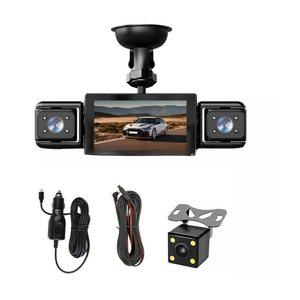 1080P Dashcam Featuring Four Simultaneous Video Streams Front Rear Interior and Cabin and GPS Coordinate Logging