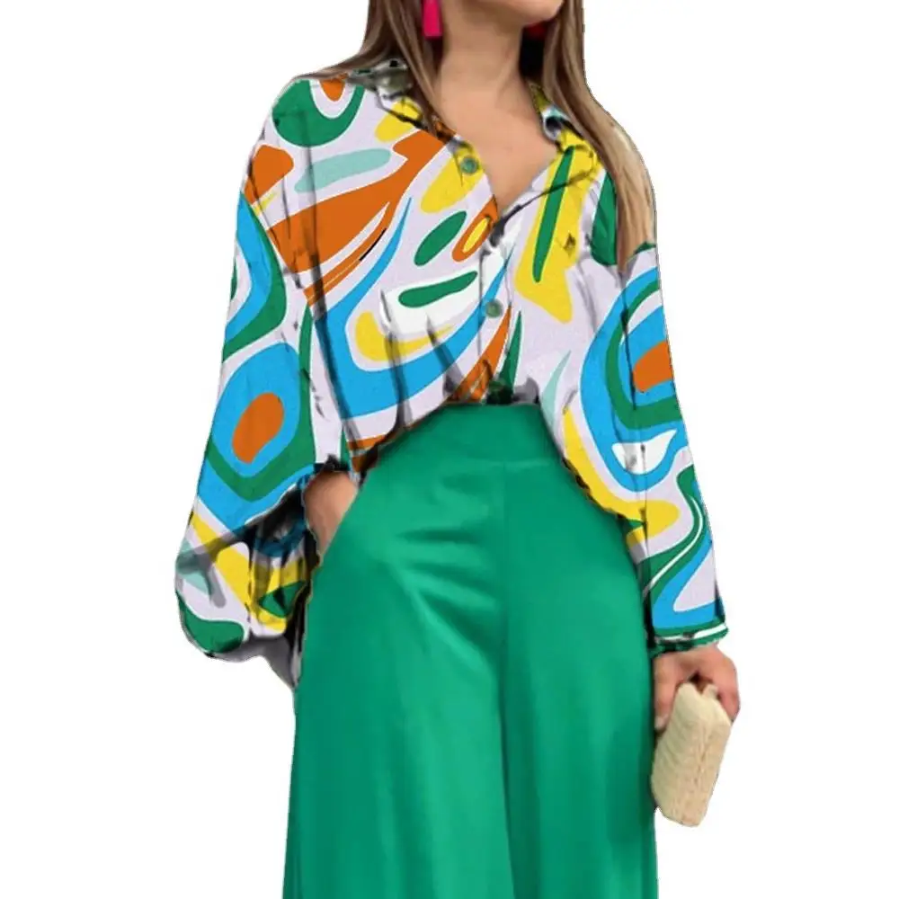 

Южноамериканский костюм больших размеров с принтом, женский костюм Irt Faionable Long Sve, длинные брюки, ансамбль для женщин больших размеров