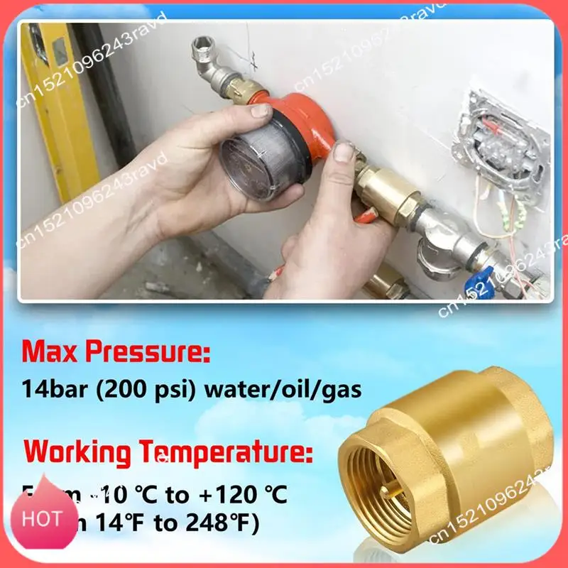 

HOT-2PCS NPT с внутренней резьбой, пружинный обратный клапан, твердая латунь, невозвратный односторонний горизонтальный обратный клапан для колодца, насос