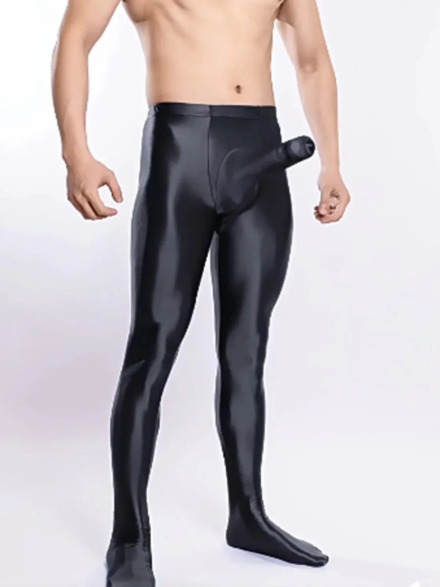 Plus Size Glossy Smooth Bodybuilding Leggings With Pouch U Convex Men's Elephant Nose Men Trousers Jogger Pants Sexy VAZ8