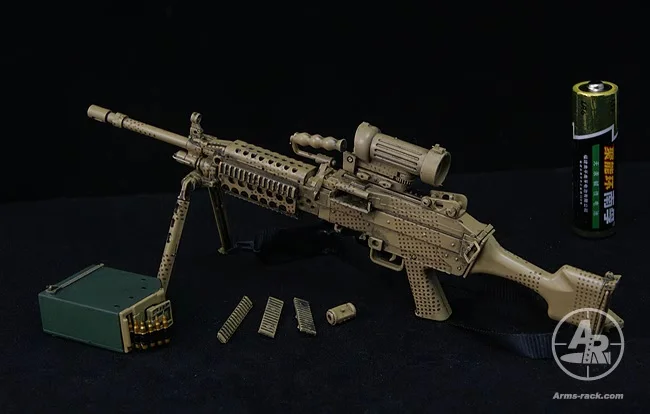 Estante de brazos de soldado MK46 MK48, ametralladora negra/arena, modelo militar de plástico, juguete apto para figura de acción de 12 pulgadas, 1/6