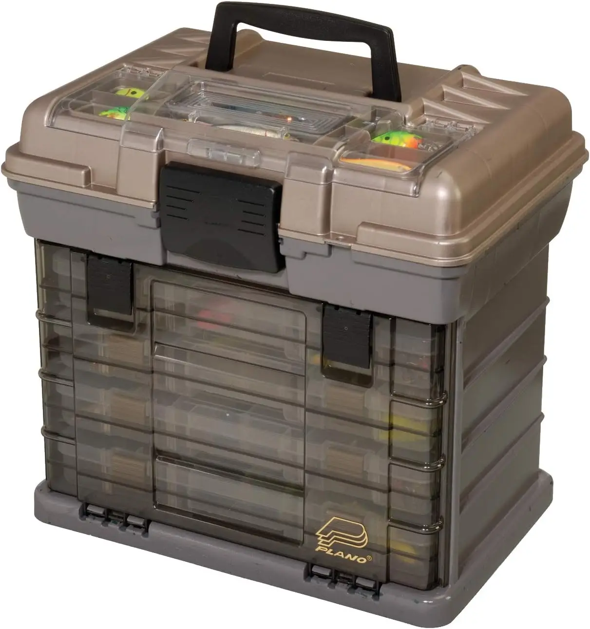 

Plano Guide Series StowAway 4-By Rack System Tackle Box, Holds 4 3700 Utility Tackle Boxes, Quick-Access Top Storage with DuraVi