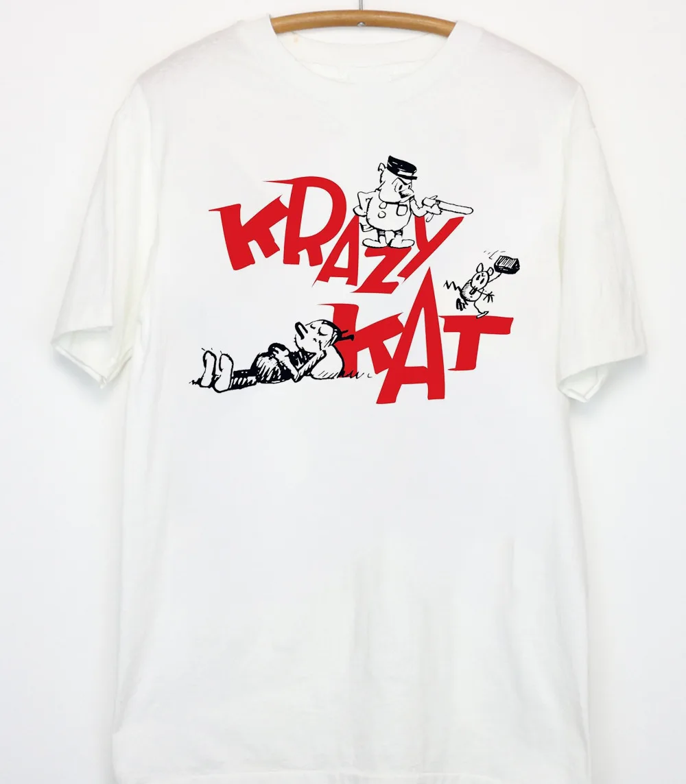 NEW Krazy Kat white T-shirt short sleeve All sizes S-5Xl FUNNY shirt 3F536