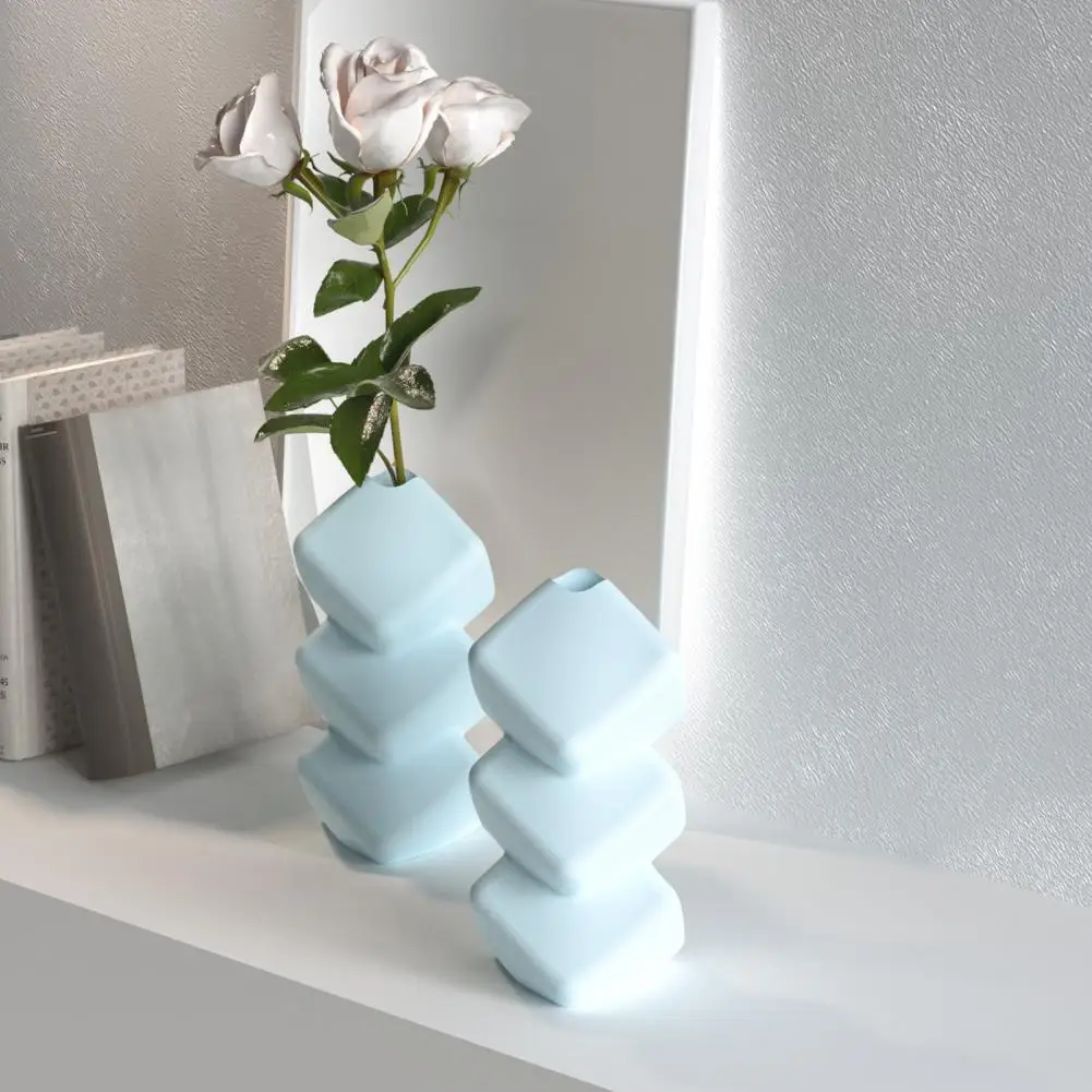 Decorative Vase Mold Handmade Silicone Mold for Diy Flower Vase Crafting Decorative Stacking Cube Design for Epoxy Resin Gypsum