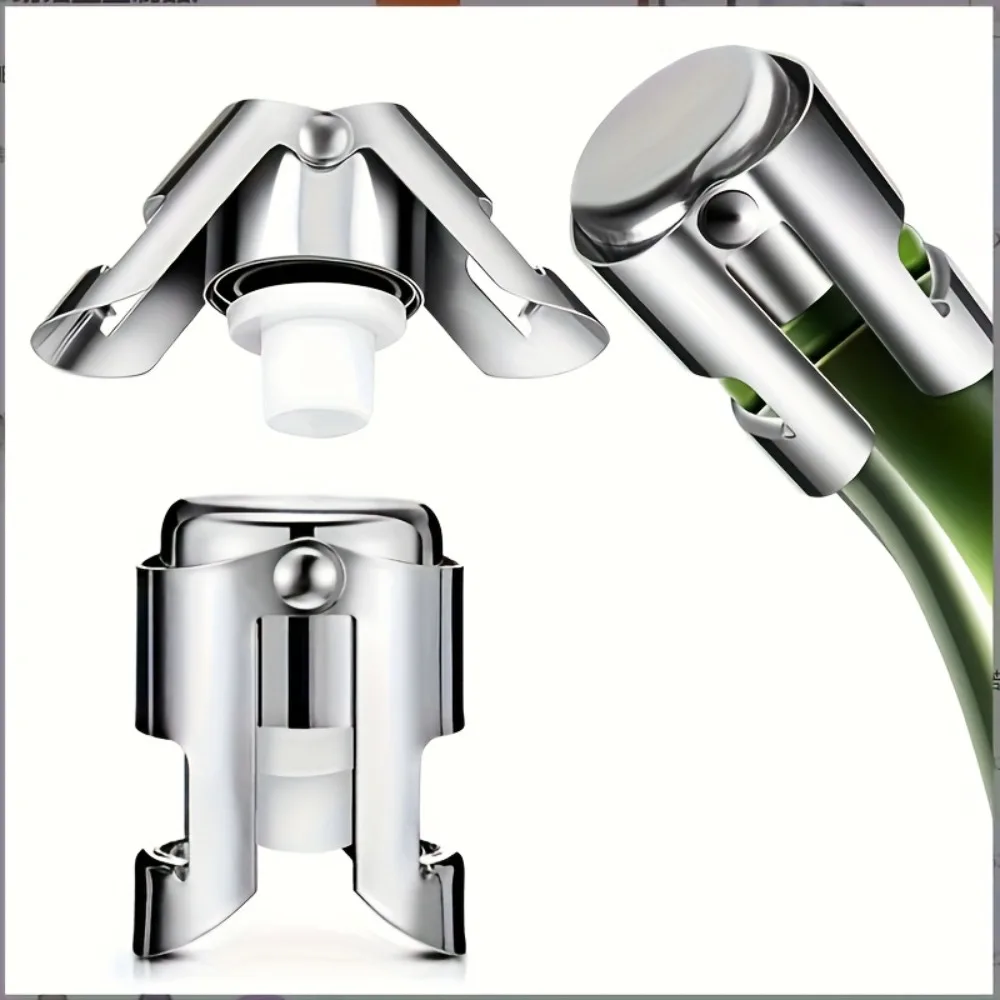 

1PC Wine Bottle Stopper Wine Beer Bottle Cork Plug Stainless Steel Champagne Sparkling stopper Bar Tools 1PC Sealing Bottle Cap