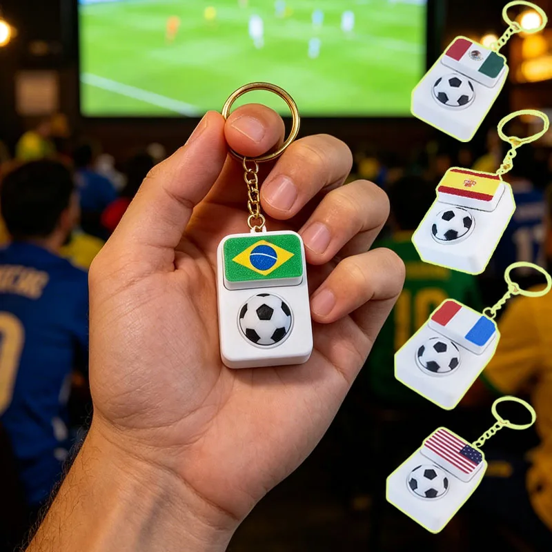 1-10PCS Novelty Spinning Soccer Clicker Keychain with Country Flag Pendant Stress Relief Fidget for Fans Gift