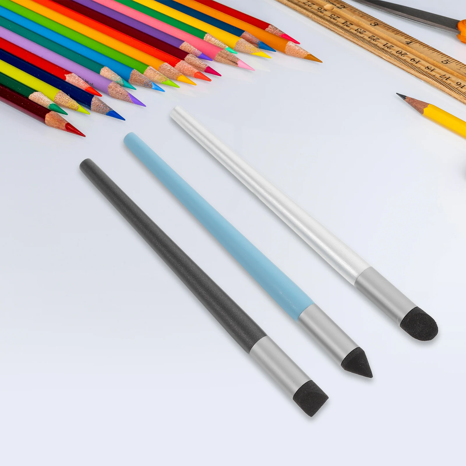 

3pcs Oil Pastel Tools Soft Head Rubbing Pens For Seamless Blending Sketching Accessories Bevel Round Double Bevel Head Artist