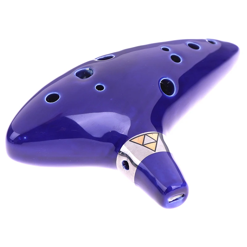 Flûte itude bleue TingOcarina 12 trous, flûte Alto C en céramique, légende d'Ocarina, flûte Ocarina inspirée du temps, 1PC