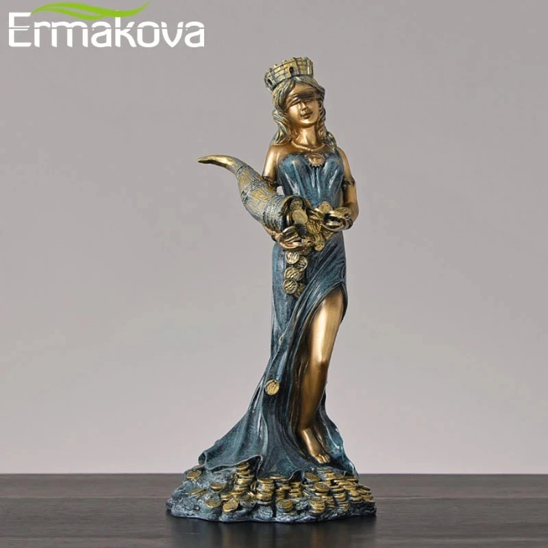 Ermaova-figura de resina gran tamaño, diosa la riqueza griega cegada, Plouto, fortuna suerte, escultura, regalo o