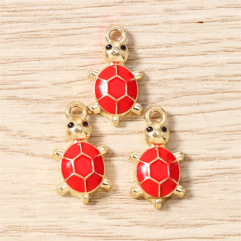 10 Stück 10x18mm Cartoon Emaille Tier Schildkröten-Anhänger für Schmuckherstellung Ohrringe Halsketten DIY Handgemachte Bastelarbeiten Zubehör – Detail 5