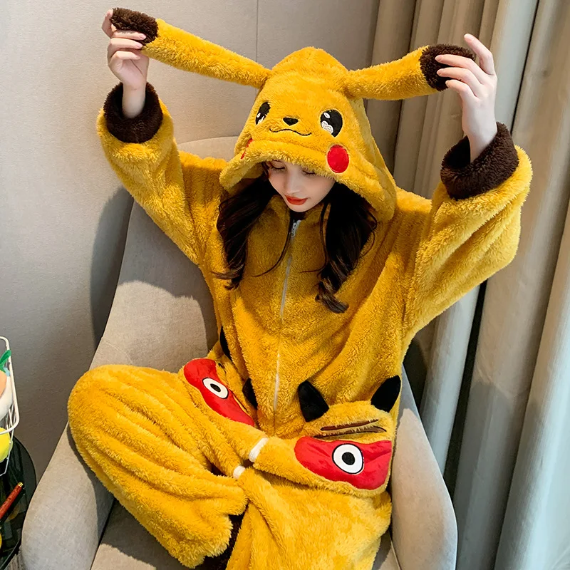 Winter Pajamas For Women Cartoon Onesie Homewear Lounge Sleepwear Warm Comfy Soft Fluffy Good Quality Kawaii Girls Dorms Pajama