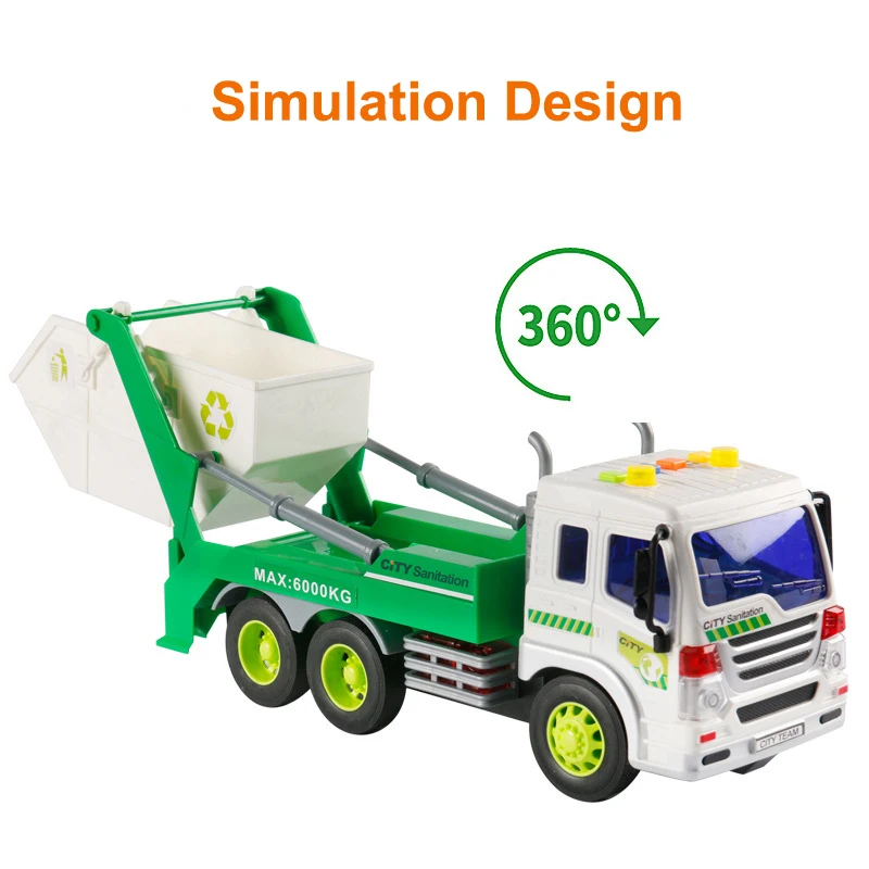 New Large Sanitation Truck Model Children's Simulated Light and Music Inertia Truck Toy Children's Early Education Toy Gift