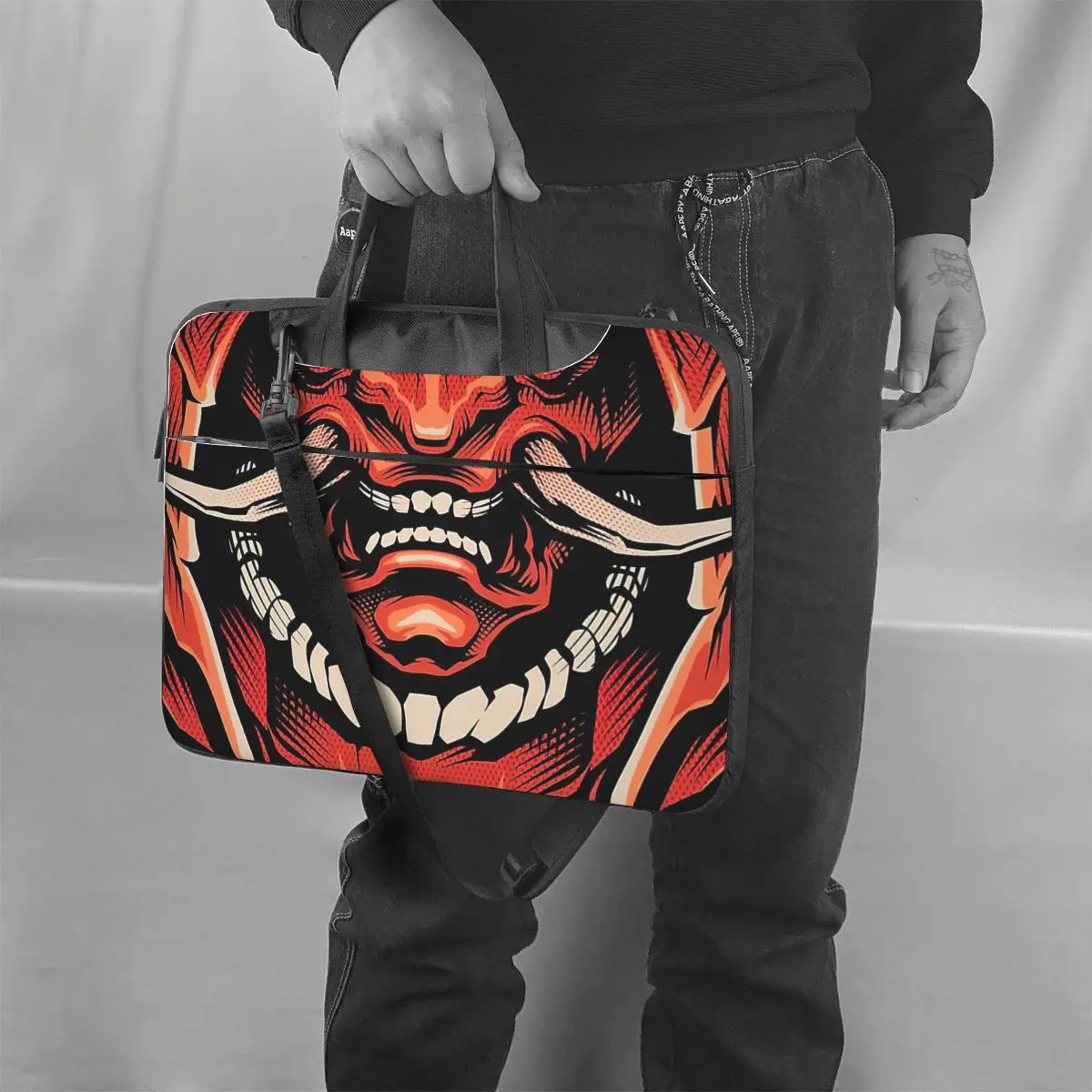 HANNYA SAMURAI DEsimplifié-Sac de protection vintage pour ordinateur portable, sacoche de vélo à bandoulière