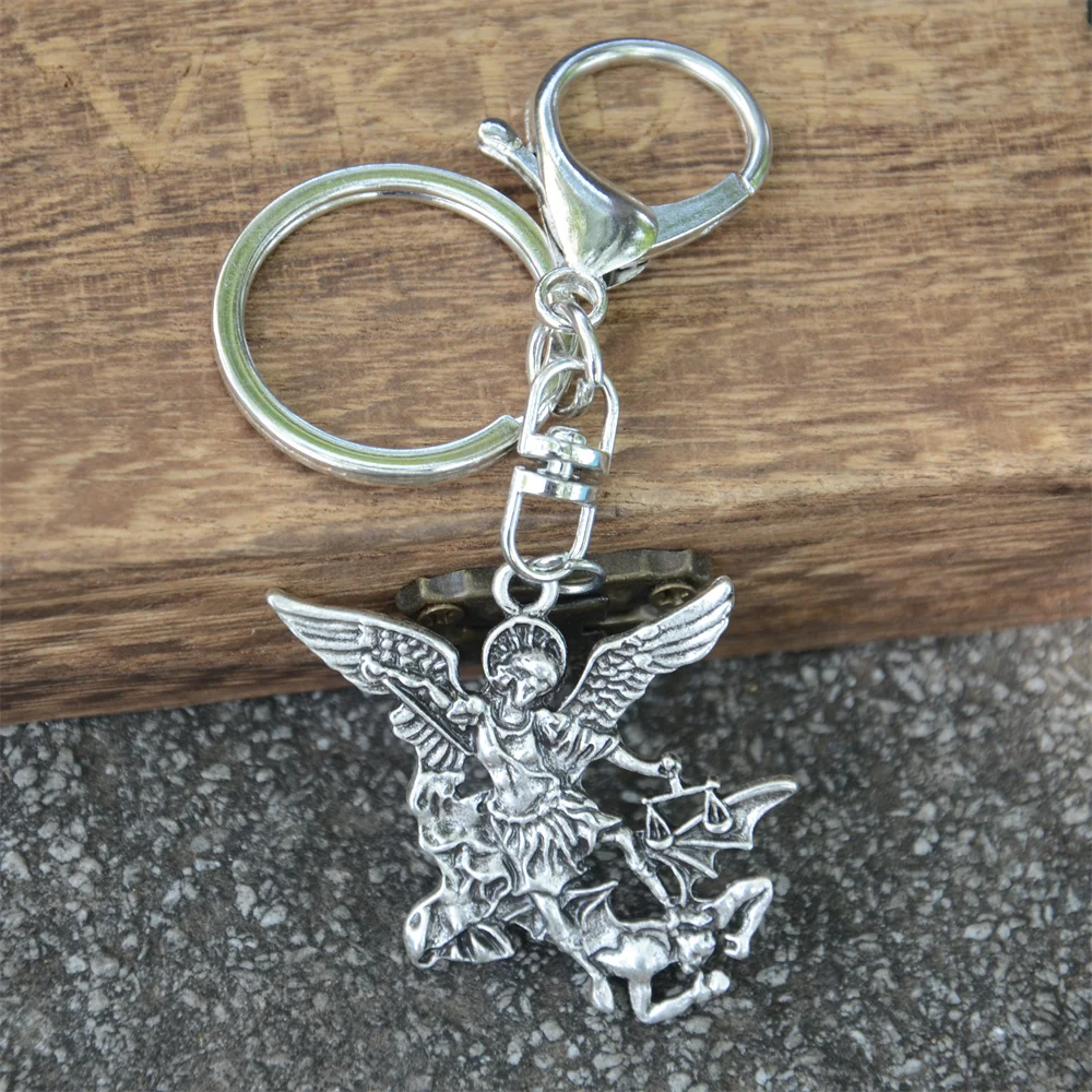 Nostalgia Holy Archangel Key Chain St.Michael Protect Us Russian Orhodox Keyring Religious Jewelry Gift