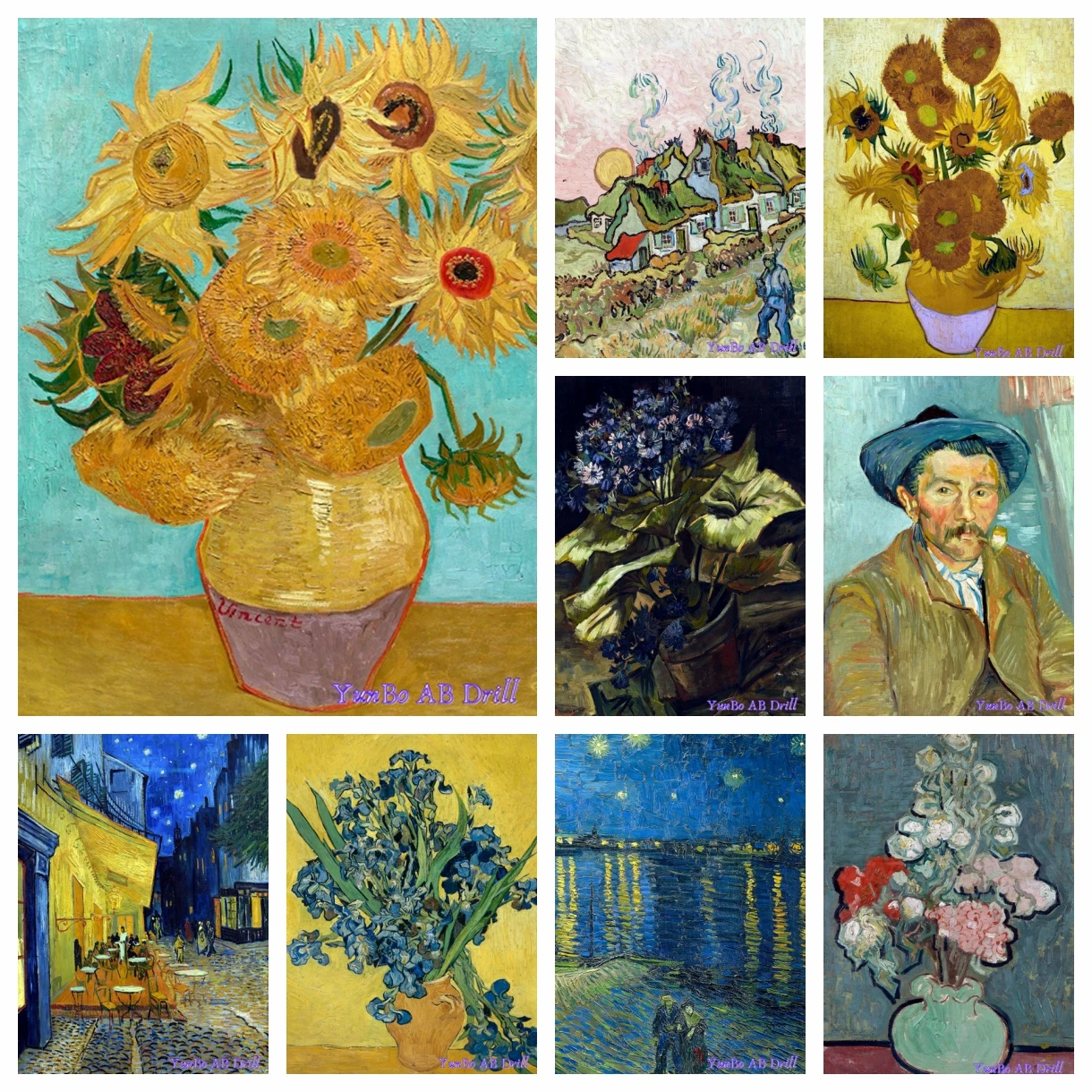 

Famous Abstract Starry Night Van Gogh DIY AB Diamond Painting Flower Landscape Cross Stitch Kit Rhinestone Embroidery Home Decor