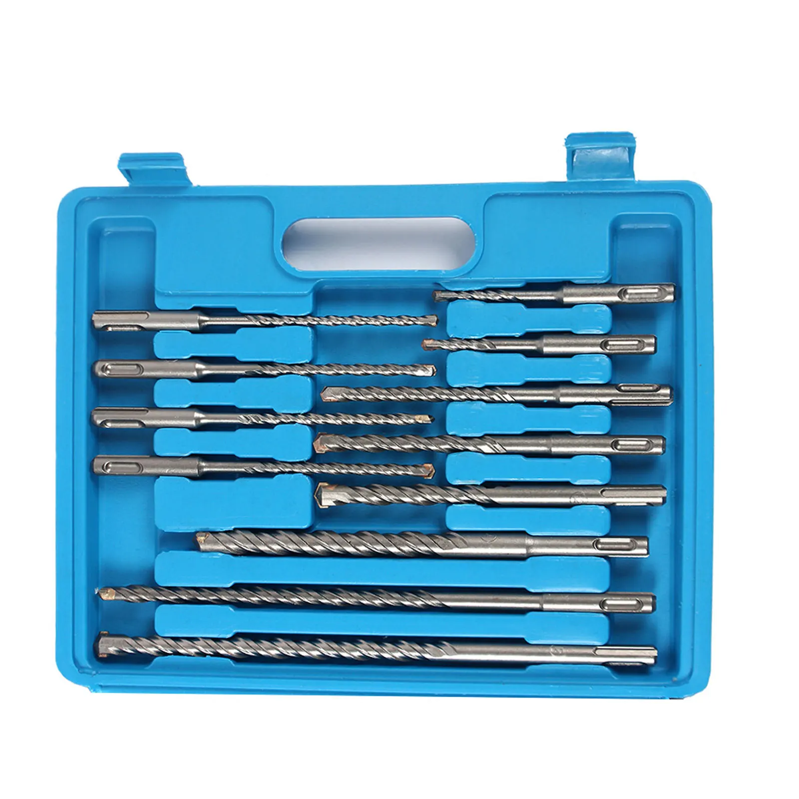 17pcs Round Handle Impact Electric Hammer Drill Bit Chisel Plastic Box Set Concrete Point Flat Chisel Drilling Grooving With Box