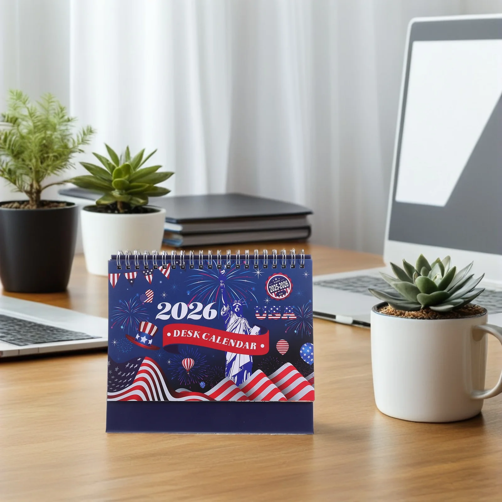 

Mini Desk Calendar 2026 Standing Flip: Compact Monthly Planner For Office Home Small Usa Patriotic Table Decoration 2025-2026