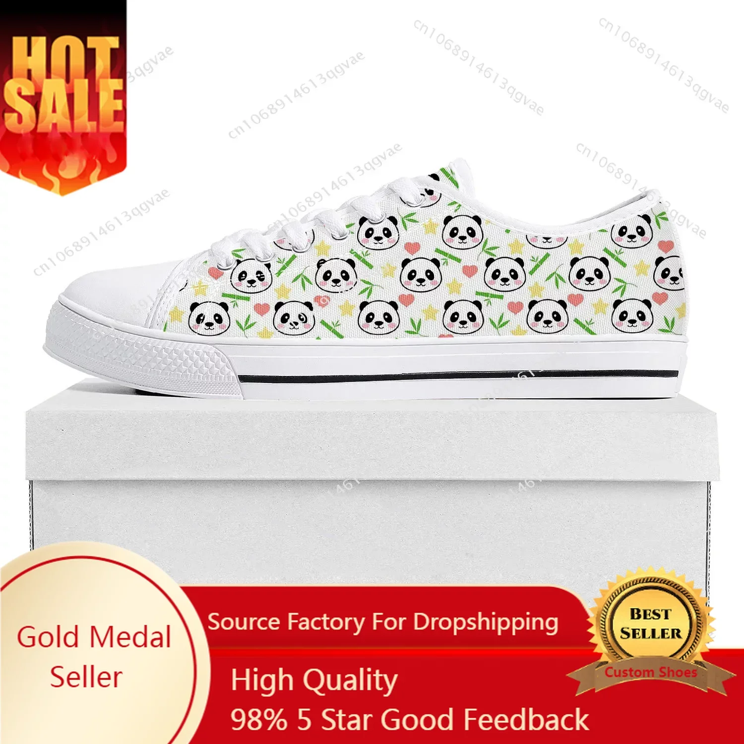 

Panda Cute Pattern Low Top High Quality Sneakers Mens Womens Teenager Tailor-made Shoe Canvas Sneaker Casual Couple Shoes White