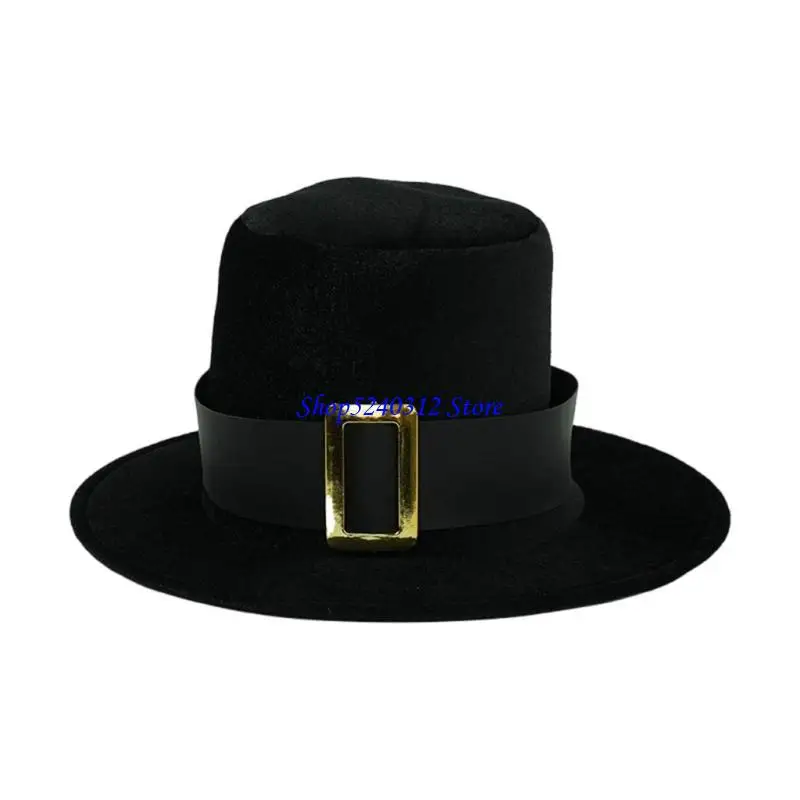634C Vintage Black Ribbon Top Hat Magicians Hat for Halloween Party and Formal Event