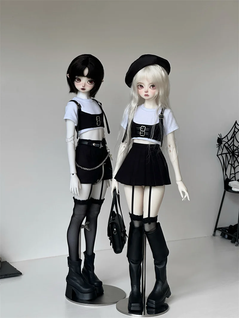 

Одежда для кукол BJD, игрушки, красивые комплекты с короткой юбкой для девочек, танцы 1/4, игрушки для девочек, черный, синий, милый, крутой стиль, подарки, аксессуары для кукол