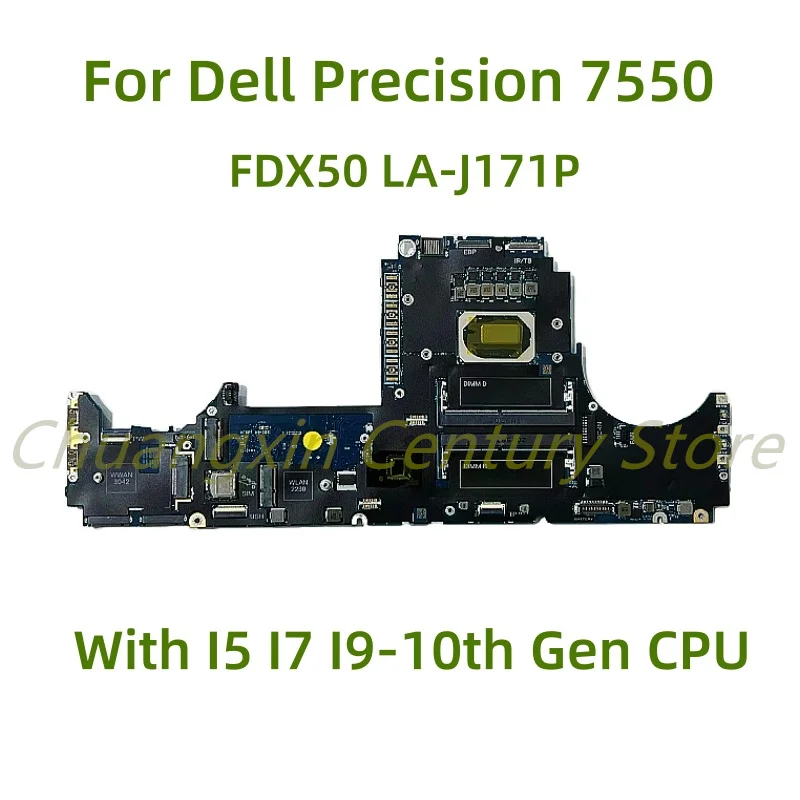 

Suitable for Dell Precision 7550 laptop motherboard FDX50 LA-J171P with I5-10400H I7-10850H CPU 100% Tested Full Work