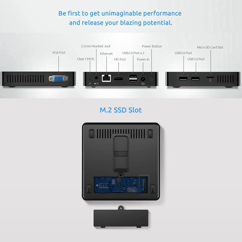 Mini PC portátil para desktop, M2, CPU N3350, 6 GB de RAM, ROM 64 GB, VGA, USB 3.0, Win10pro, Win11, WiFi, BT4.2