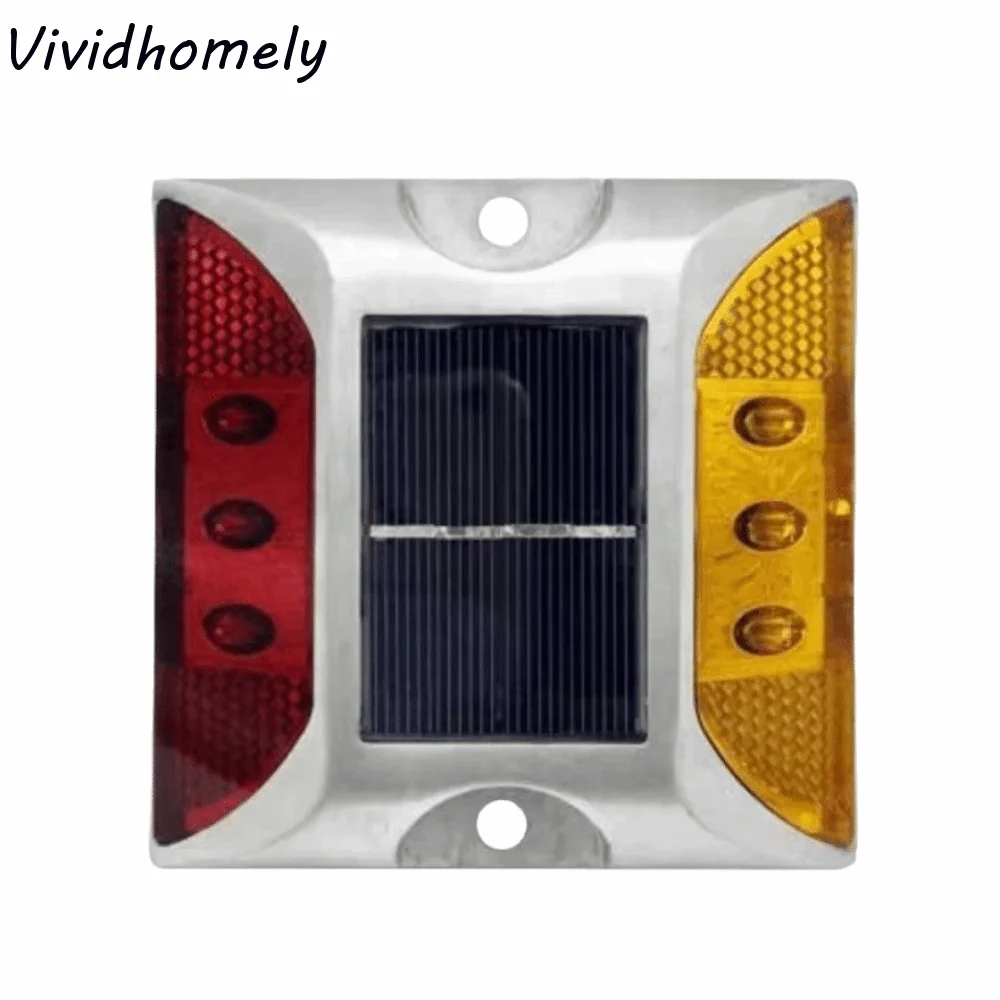Solar Powered Solar Road Stud Light Portable Durable Traffic Marker Light Double Side Flashing LED Ground Light Parking Place
