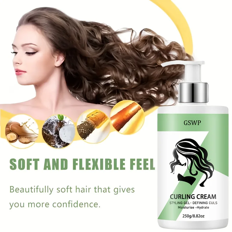 GSWP Curl Defining Cream, Moisturizing and Nourishing Hair, Moisturizing, Elastic, Fluffy, Suitable for All Curly Hair, 250g