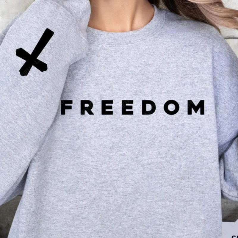 Freedom Cross Charlie Kirk Support Christian Faith Hoodie Religious Based Apparel Unisex Graphic Pullover Men Women Sweatshirt