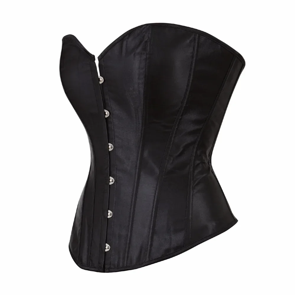 

Caudatus Black Corset Top Plus Size Bustiers Overbust Satin Sexy Costume Corselet Brocade Vintage Style Bridal Korsett Women