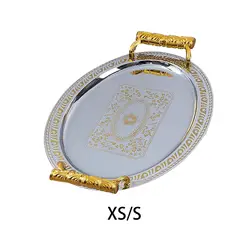 Decorative Serving Tray Oval Multi Functional Stainless Steel Dinner Tray Parties Vintage Design Household Weddings Food Tray