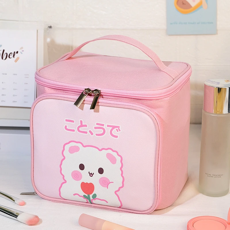 

1pcs ins cute makeup bag large capacity portable high appearance new cartoon travel cosmetics toiletries storage bag