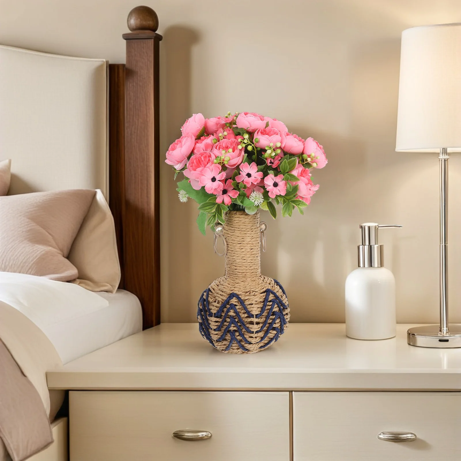 

Paper Rope Decorative Vase Rustic Home Woven Dried Farmhouse Floral Country Style Display Basket Flower Vintage Wedding Simple