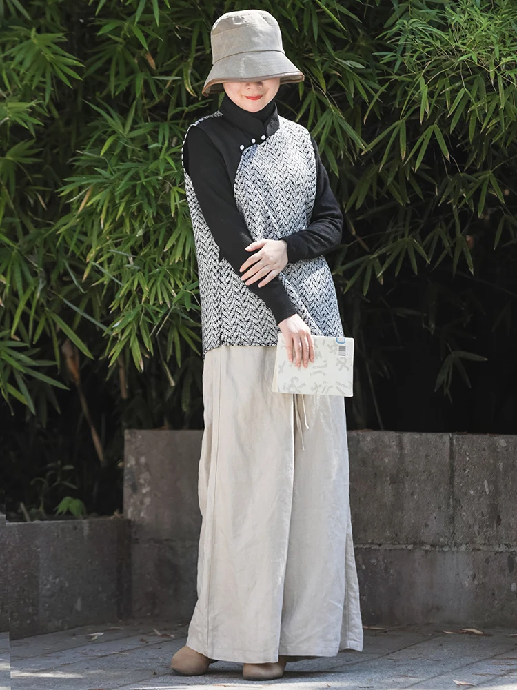 

Женский жилет в стиле ретро, новинка осени, художественный, с элементами персонализации, сшитый, стройнящий, в стиле дзен, китайский чайный костюм, с высоким воротником, стандартной длины